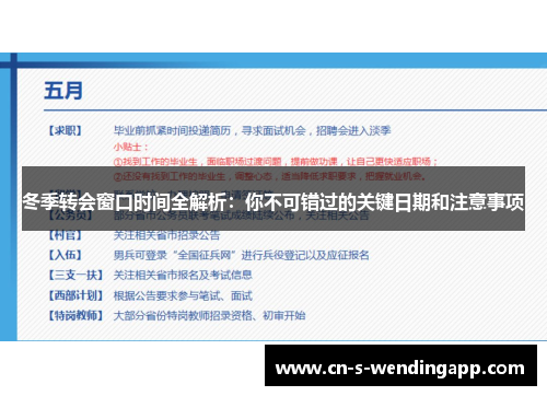 冬季转会窗口时间全解析：你不可错过的关键日期和注意事项